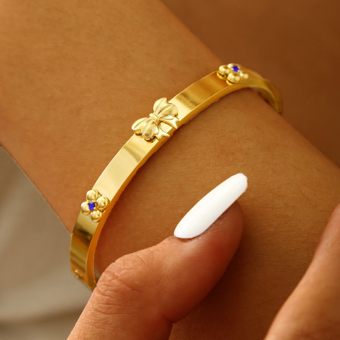 Belinda | 18K Bow Floral Gold Plated Bracelet