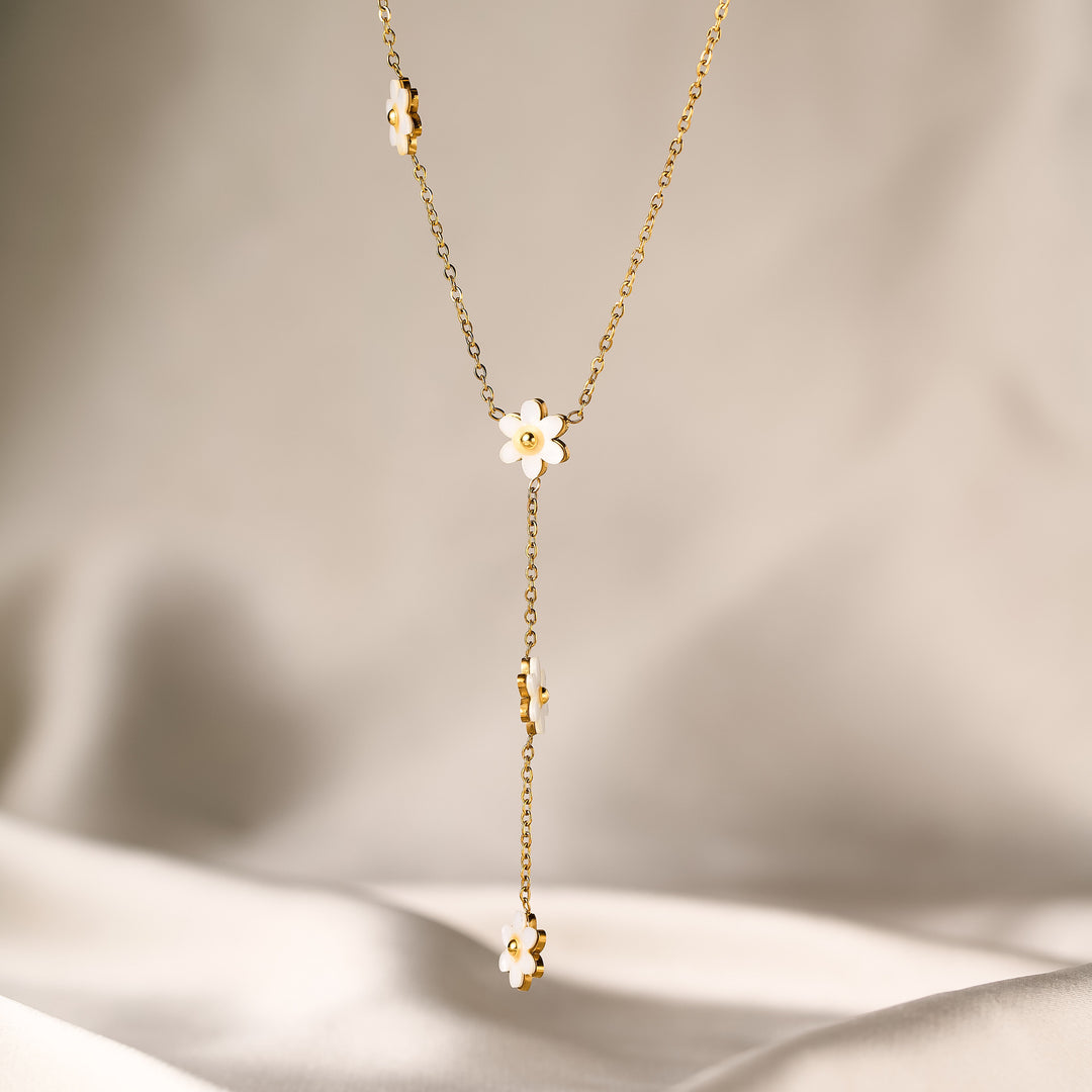 Lila | 18K Gold Plated Floral Drop Necklace