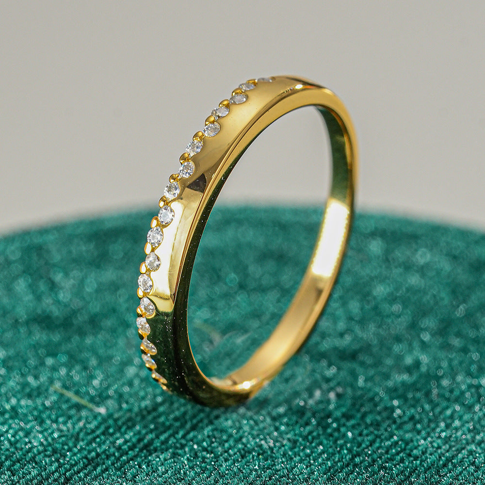 Adelaida | Inner & Outer Curved Moissanite S925 Silver Ring