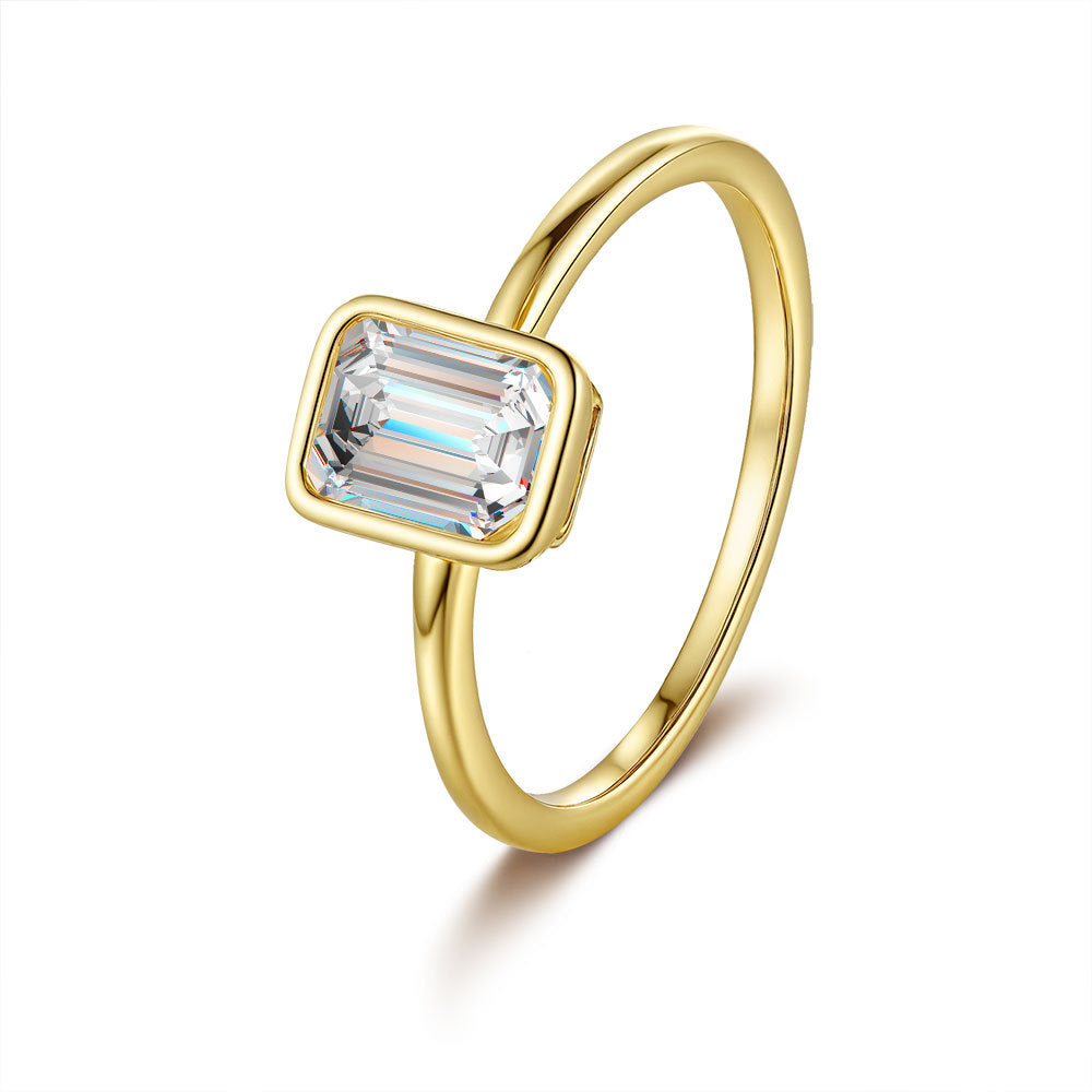 Kaia | S925 Sterling Silver 18% Gold Plated Moissanite Ring